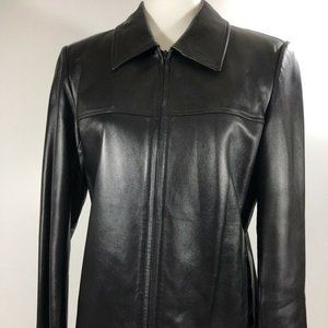 Talbots Leather Zip Down Jacket Size 8